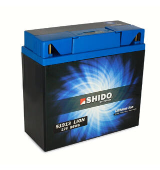 Shido 51913 Lithium - 12V ATV/MC/Snøscooter Batteri 12v, 7.2Ah, 90Wh, 186x82x171